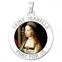 Saint Isabella Religiozna medalja veličine dime, čvrstog 14k bijelog zlata