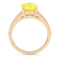 2. CT sjajan ovalni rez prozirni simulirani dijamant 18k žuti zlatni pasijans sa accentima prsten sz