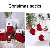 Čarape za božićne ukrase sa slovima, porodičnim božićnim čarapama crveno, viseći ukras za odmor, pletene
