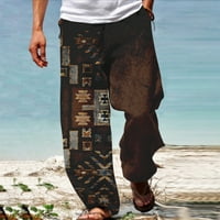 FOPP Prodavač Muška modna labava ležerna tiskana široki džep za noge Smeđi XL