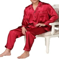 Amshibel mens pidžama postavio je dugi rukav na vrhu nagiba + duge hlače noćna odjeća za spavanje