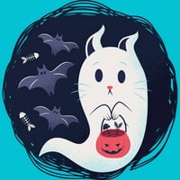Halloween Ghost Cat Girls Ocean Blue Graphic Tee - Dizajn ljudi XL