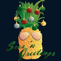 Božićni ananas Muška mornarica Plava grafički tee - Dizajn ljudi M