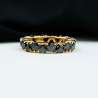 Oblik srca Crni Finy Eternity Prsten za žene, 14k žuto zlato, SAD 8.50