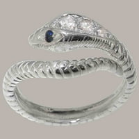 Britanci napravio je 10k bijeli zlatni kubični cirkonijski i prirodni safirni prsten ženske prsten -