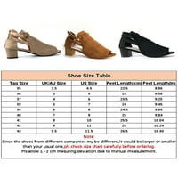 Lacyhop Ženske sandale za petu modne blok pete Peep toe haljina cipele smeđa veličina 8