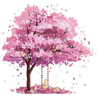 Dječja spavaća soba 17 20 Cherry cvijet sakura cvjetni ljuljački i životinje akvarel slikanje vinilnih
