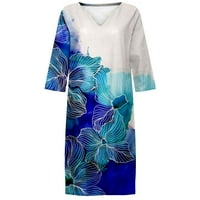 PEDORT Ljetne haljine za žene Midi haljina naftanu haljinu s kratkim rukavima plava, 2xl