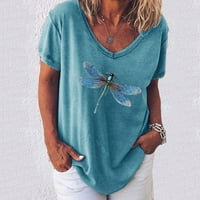 Majice kratkih rukava za žene labave ugrađene ležerne tuničke vrhove Ljetni cvijet Print Comfy bluza