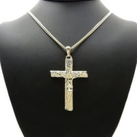 Ijewelry Gold-Tone Crucifi Cross Privjesak kubanskog lančana ogrlica od 24 ''