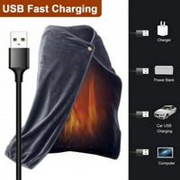 Fithood USB električni grijani pokrivač šal zimski topliji jarko ramena meka jastučić sive