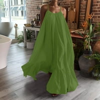 Pergaug padajuće haljine za ženske haljine za žene casual čvrsti kaiš džep labav bez ljupki zeleni XL
