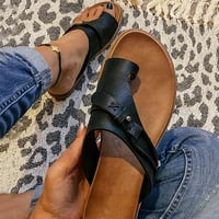 Ženska modna casual prstenasti prste klinovi kožne papuče sandale na otvorenom cipele crna 8