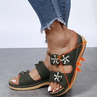 DQueduo ženske sandale Čvrsto boje ugodno izduženo klinove cvijeće Sandale za žene Drćene ljetne casual