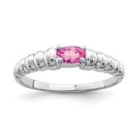 14k bijelo zlato 5x ovalni ružičasti safirni prsten