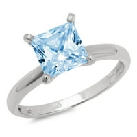 1.5ct princeza rez prirodni švicarski plavi topaz 18k bijeli zlatni godišnjica zaručničke prsten veličine