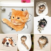 Hesocy Cute Cat Dog uzorak toalet poklopca poklopca naljepnica zidna umjetnička naljepnica Kupatilo