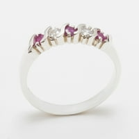 Britanci napravio je 18k bijelo zlato prirodno rubin i dijamantni ženski vječni prsten - Opcije veličine