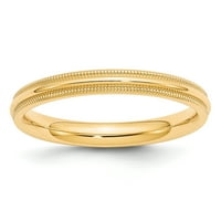 Carat u karatsu 10k žuti zlatni široki bend Milgrain pola okrugle udobnosti-fit vjenčani prsten veličine