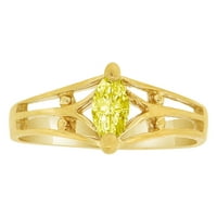 14k žuto zlato, klasični dizajn prsten žuto cz nov sintetički rođenje veličine 7.5