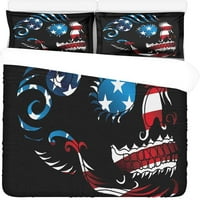 Posteljina seta Američka zastava Skull Twin Veličina Duvet poklopac sa jastukom za kućnu posteljinu