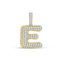 Jewels 10kt Žuto zlato Muški okrugli dijamant E Privjesak za šarm 1- cttw