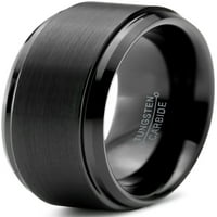 Šarmantni nakit Tungsten Vjenčani prsten za muškarce Žene Udobnost FIT Black Step Beveled Edge Polirano