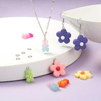 1 diy Slatke naušnice nakita, uključujući medvjedi privjesci za cvijeće od nehrđajućeg čelika