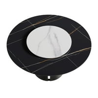 59.05 Moderni umjetni kamen okrugli crni ugljični čelik za oblaganje stola - može primiti ljude-31,5