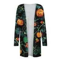 HHEI_K Cardigan džemper Ženski modni labavi povremeni džep Hallowen Cardigan jakna s dugim rukavima