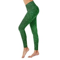 Žene proljeće i jesenske gamaše zelene tiske joge hlače zagrijavaju vježbe trčanje u fitness gamaše