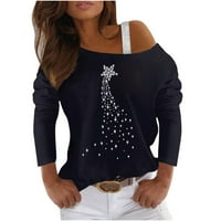 Bluze za žene dugih rukava Plus veličina seksi hladnog pulover na ramenu Top slatka grafička majica