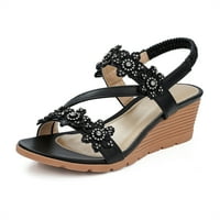 Klinovi sandale za žene Bohemia elastična gležnja na sandalama otvorena cvijeta za cvijeće od ljetne