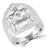 MD140354-7. Muški lavovi Head Comfort Fit modni prsten vjenčani traki u 10k bijelo zlato, veličine 7,75