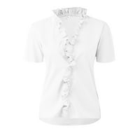 Strungten Fashions Ženski temperamentni gumb V-izrez rukava za rupu Ležerne košulje za žene Dressy Ležerne