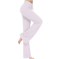 Ženske ljetne hlače elastične struke nacrtavajuće ležerne hlače ravno lagane labave pantalone s džepovima