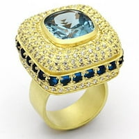 Luxe nakit dizajnira ženski mat pozlaćeni prsten sa sintetičkim londonskim plavim spinolom - veličina