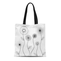 Platno torba za suncokret cvijeće crno-bijelo uzorak apstraktno cvjetno za višekratnu upotrebu na ramena