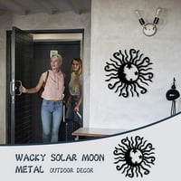 Vučevi sunce i zvjezdani metalni zidni dekor umjetnički čelični vanjski metalni reflektivni zidni viseći