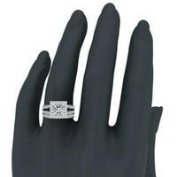 Vjenčani prsten za žene Asscher Cut Halo prstenovi Split Shank 14k bijelo zlato