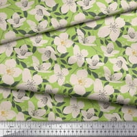 Soimoi Green Poly Georgette Tkaninski listovi i cvjetni ispis tkanine uz dvorište širom
