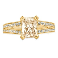 2. CT Sjajni smaragdni rez Clear Simulirani dijamant 18k žuti zlatni pasijans sa Accentima prsten sz
