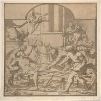 Mučeništvo Saint Lawrence Print anonimnog, talijanskog, rimsko-bolonjeza, 17. veka