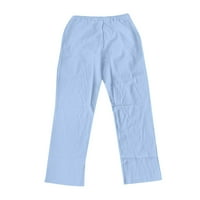 Ketyyh-Chn Muške posteljine Opuštene fit casual teretne radne hlače svijetlo plava, s