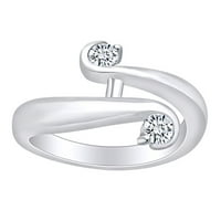 Carat okrugla bijela prirodna dva kamena običnica za obnavljaju vjenčani prsten za vjenčanje u 14K čvrstim
