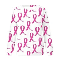 Cleariance za podizanje raka dojke Modni ženski casual dugih rukava okrugli vrat tiskani dame dukserice