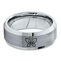 Tungsten leptir leteći floterski prsten za cvjetni prsten za muškarce žene udobnost fit sivo zavjese