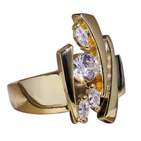 Luksuzni markizni rez okrugli Rhinestone Inlaid Geometrijski prsten za prsten poklon bakra ružičasta