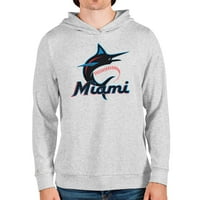 Muška antigua Heather Sivi Miami Marlins Logo tima Apsolutni pulover Hoodie