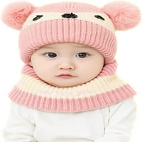 Pikadingnis Winter Warm Beanie Hat za novorođenčad Slatka pletena šešir i šal set sa Furry Pompom Fashion
